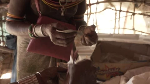 Close Up Shot Of Hands Exchanging Money. Stock Footage 318964459