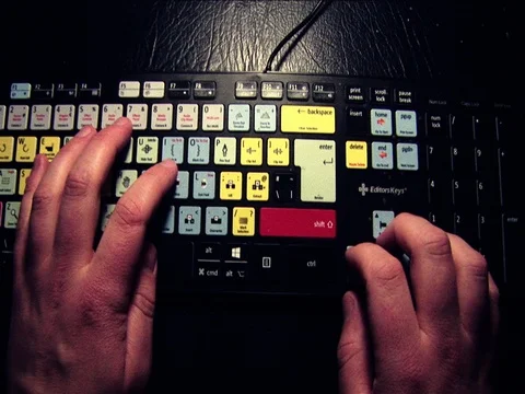 Close shot of hands tapping on a keyboard. Stock Footage 80013727