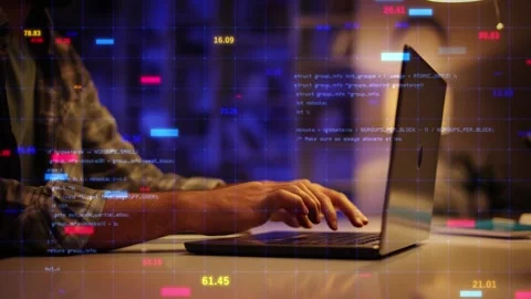 Close-up shot of hands typing on laptop, computer keyboard. VPN cybersecurity Stock Footage 242076196