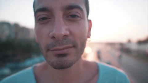 Close up shot of handsome young guy with earring. Stock Footage 112894128
