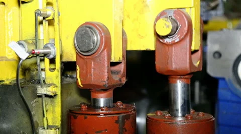 Close up shot heavy factory machine tool at work Stock Footage 67094878