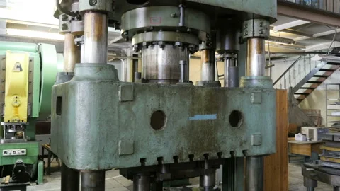  Close Up Shot Heavy Factory Machine Tool Stock Footage 128149223