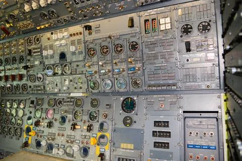 Close up shot on helicopter console inside cockpit 스톡 사진