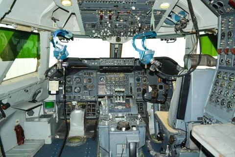 Close up shot on helicopter console inside cockpit Foto stock