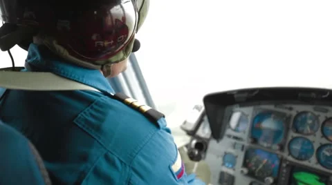 Close Up Shot of a helicopter pilot at a heliport Stock Footage 45236721