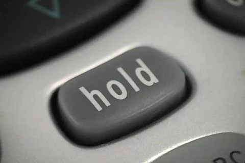 A close up shot of the hold button on a phone. Stock Footage 341311