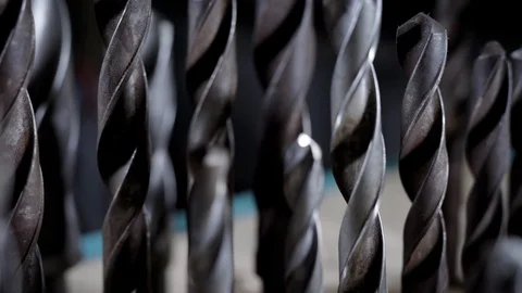 Close-up shot of a huge set of drill beats, professional equipment. Video stock 95018930
