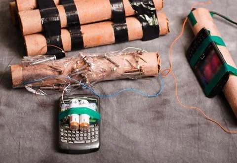 Close up shot of improvised explosive device bomb 스톡 사진