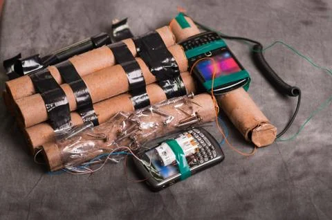 Close up shot of improvised explosive device bomb 스톡 사진