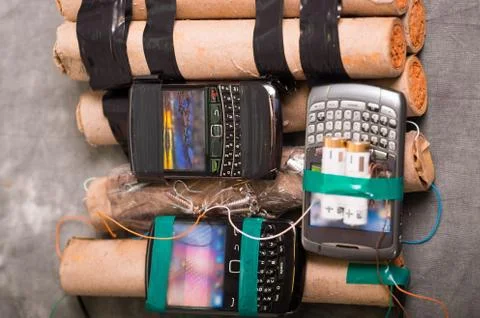 Close up shot of improvised explosive device bomb 스톡 사진