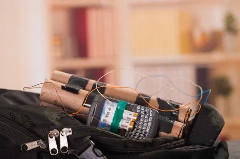 Close up shot of improvised explosive device bomb 스톡 사진