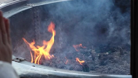 Close up shot of incense fire burning at Japanese temple. Stock Footage 276442260