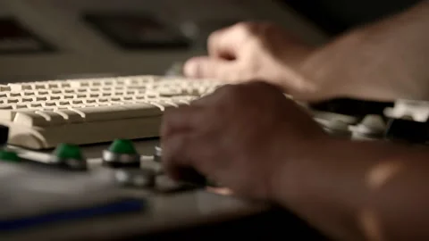 Close-Up Shot Of Industrial Worker's Hand Pushing Buttons At Factory Stock Footage 142000901