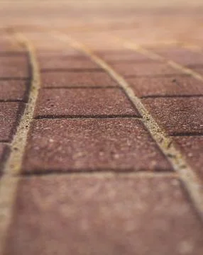 Close up shot of the interlocked bricks of the pavement surface. Texture 스톡 사진