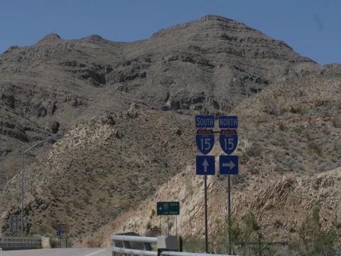 Close Up Shot of Interstate Highway Signs for North and South in Virgin River Ca Stock Footage 84696362