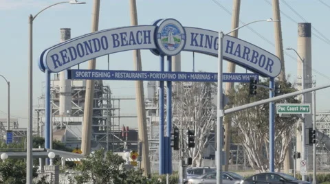 Close Up Shot of King Harbor Sign in Redondo Beach  Stock Footage 61021025