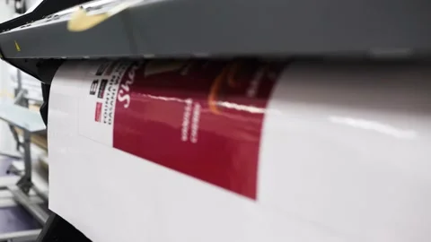 Close-up Shot Of Large Format Printer In Action Stock Footage 134422143