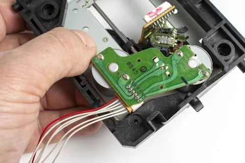 Close-up shot of laser reader in hand Foto stock