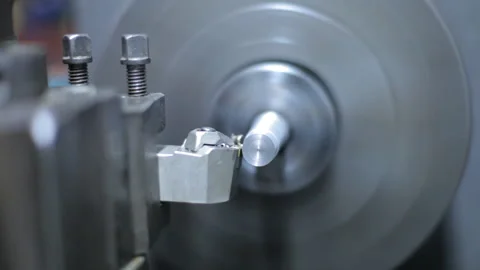 Close shot of a lathe machine in a factory Stock Footage 232916320