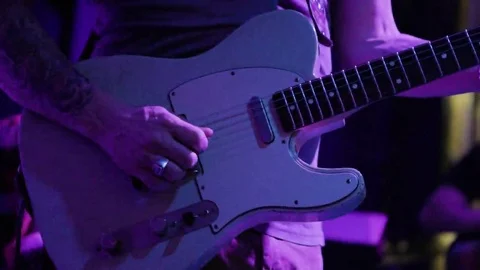Close up shot of lead guitar player in Nashville nightclub at night Stock Footage 69300978