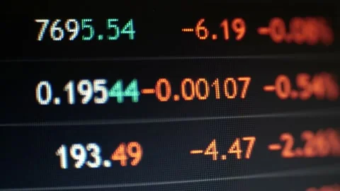 Close-up shot led screen showing collapse of stock market from global crisis Stock Footage 130815828