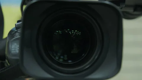 Close up shot of Live TV camera during important media event. Stock-Footage 223557414