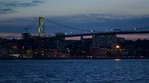 Close up shot of the Macdonald Bridge Halifax Dartmouth 6K Stock Footage 203662354