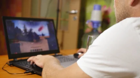 Close up shot of man hand using computer keyboard and mouse. Working with laptop Stock Footage 120091509