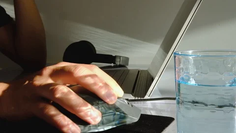Close up shot of man hand using computer mouse during work Video stock 128159285