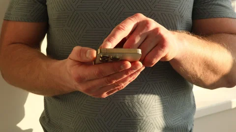 Close up shot of man hands using smart phone for check email for work Stock Footage 229460302