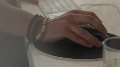 Close-up Shot Of Man Using His Computermouse At His Office Stock Footage 126700930
