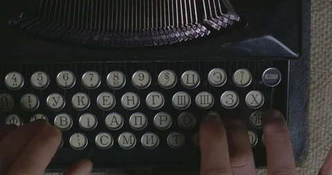 Close Up Shot A Man's Hands Are Typing On A Old Vintage Retro Typewriter Stock Footage 123335867