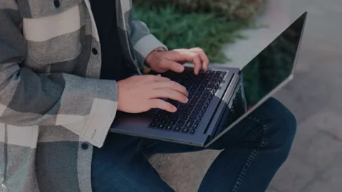 Close up shot a man's hands are typing on a laptop, Stock-Footage 252354986