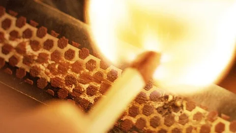 Close up shot of a match being struck, in slow motion Stock Footage 74452861