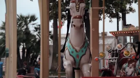 Close-up shot of a merry-go-round carousel upper Stock-Footage 16778329