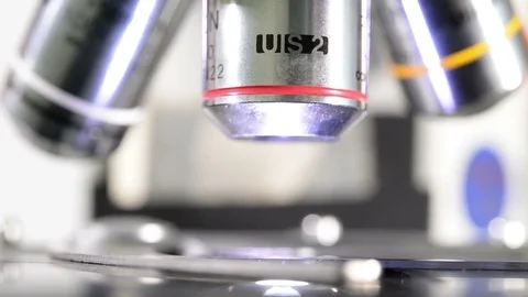 Close up shot of microscope Stock Footage 77316047