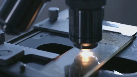 Close-up shot of microscope Vídeo Stock 80932505
