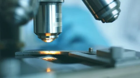 Close-up shot of microscope Stock Footage 85282879