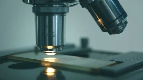 Close-up shot of microscope Vídeo Stock 85283433