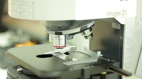 Close-up shot of a microscope at laboratory. 库存影片 50864283