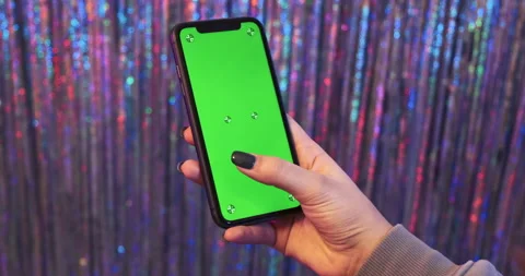 Close up shot of a mockup phone device with chroma key green screen for tracking Stock Footage 150211812