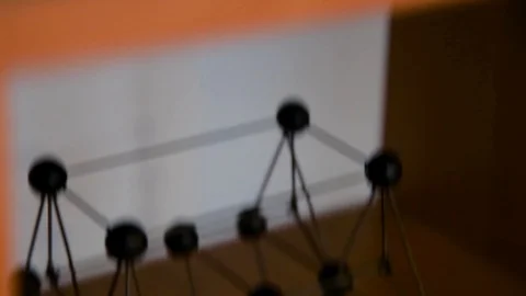 Close up shot of models molecular structures or crystal lattices using in Stock Footage 99255328
