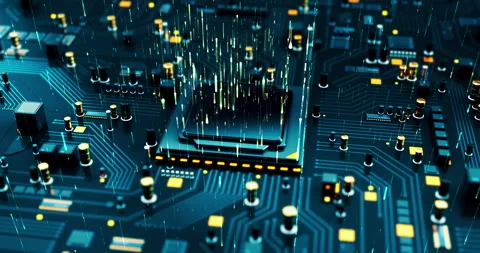 Close Up Shot Of A Modern Powerful AI CPU Processor. Fast Computing Power. Stock Footage 288145040