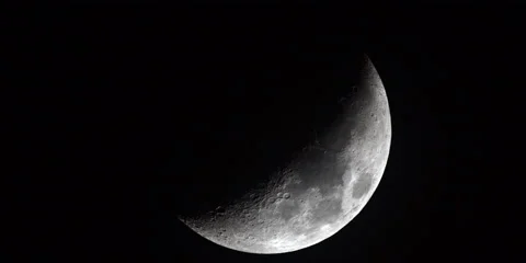 Close shot of the moon in a black sky. Stock Footage 46870428