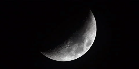 Close shot of the moon in a black sky. Stock Footage 46870443