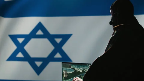 Close up shot of Mossad agent maintaining air space superiority Stock Footage 278293425