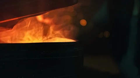 Close- up shot of a mythical suitcase being opened and shut. Orange smoke. Stock Footage 123380010