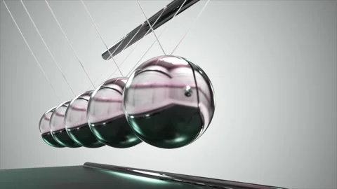 Close up shot of Newton's Cradle in a 3D animation Stock Footage 249615832