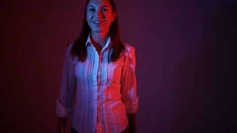 Close shot of non-professional dancer or actress at casting on stage Stock Footage 143641170