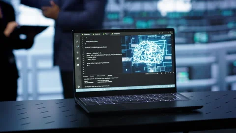 Close up shot of notebook displaying AI machine learning algorithms 動画素材 277649163
